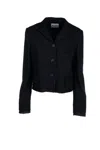 Miu Miu Jackets With Front Pocket And Pinstripe Pattern In Black