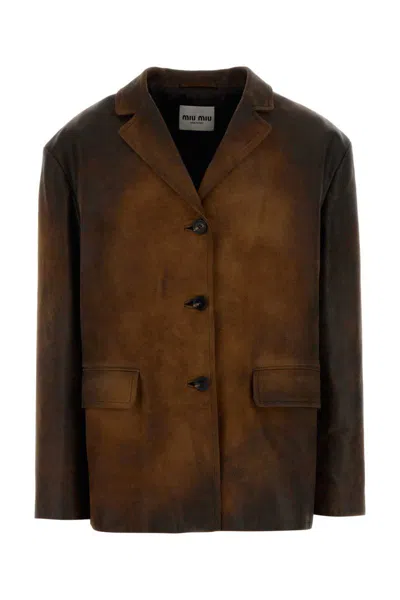 Miu Miu Jackets And Vests In Brown