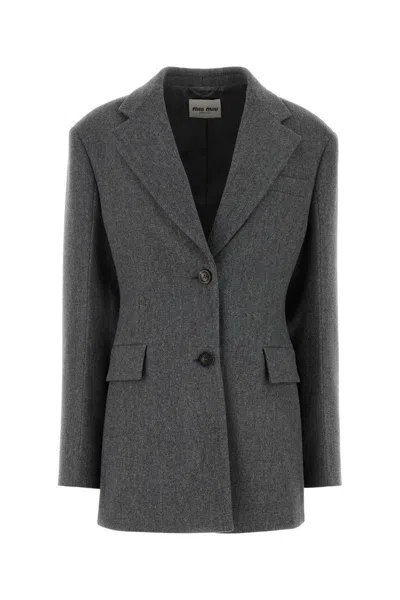 Miu Miu Jackets And Vests In Grey