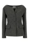 Miu Miu Tailored Wool Blazer Featuring Peplum Detail In Multi
