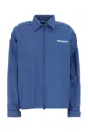 Miu Miu Tech Fabric Collared Windbreaker Jacket Long Sleeves In Blue