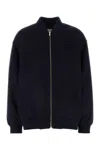 Miu Miu Velour Bomber Jacket Front Pockets In Blue