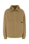 Miu Miu Cozy Shearling Collar Jacket And Pockets In Brown
