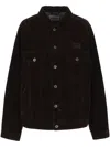 Miu Miu Flocked Chambray Jacket In Brown