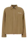 Miu Miu Tech Fabric Windbreaker Jacket Collared Design In Brown