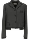 Miu Miu Prince Of Wales-check Single-breasted Blazer In Grey
