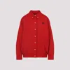 Miu Miu Button-down Red Cotton Jacket With Embroidered Logo In Red