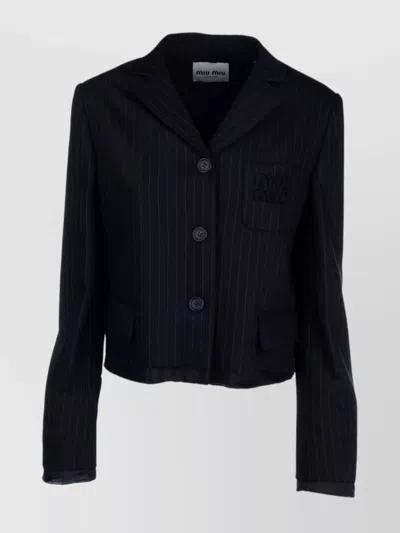 Miu Miu Jackets With Front Pocket And Pinstripe Pattern