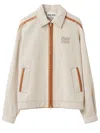Miu Miu Jacquard Canvas Blouson Jacket In Neutrals