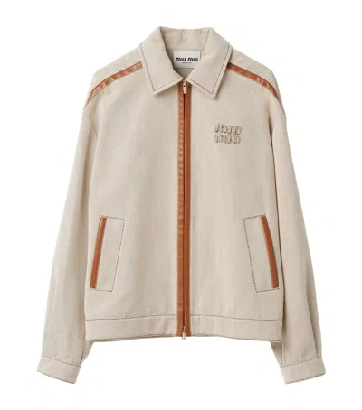 Miu Miu Jacquard Canvas Jacket In Black