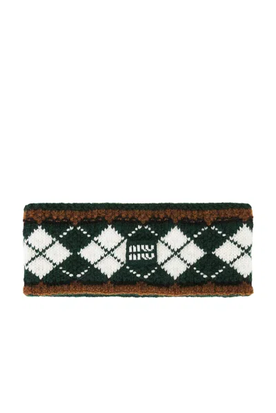Miu Miu Jacquard Cashwool Headband In Brown