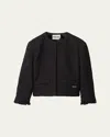 Miu Miu Jacquard Matelasse Boxy Cropped Jacket In Nero