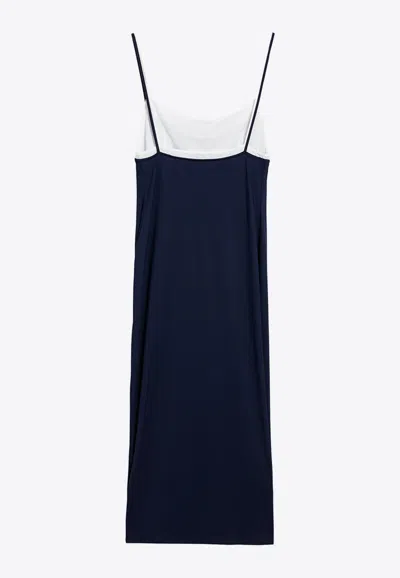 Miu Miu Jacquard Midi Dress In Blue