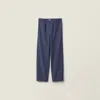 Miu Miu Jacquard Stripe Poplin Pajama Pants In Blue
