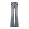 Miu Miu Cotton Denim Jeans Leather Accents In Blue