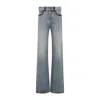 Miu Miu Cotton Denim Jeans Leather Accents
