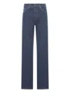 Miu Miu Women Wide Leg Pants With Embroidered Logo In Blue