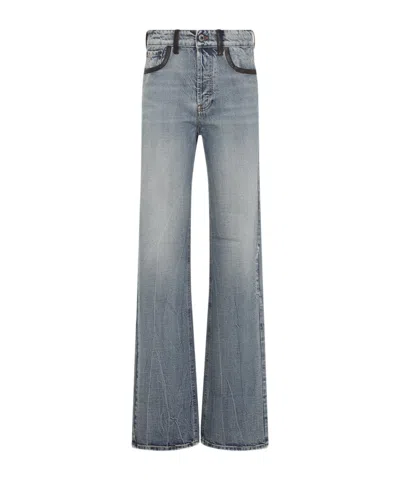 MIU MIU LEATHER-TRIMMED JEANS
