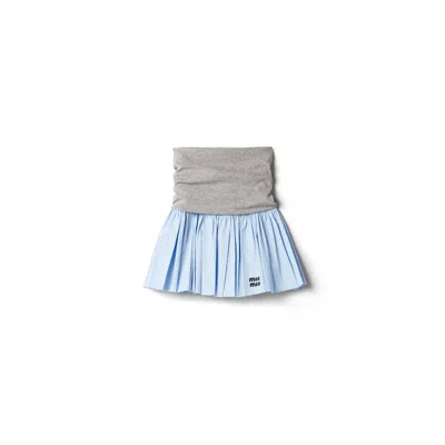 Miu Miu Jersey And Poplin Skirt In Multi