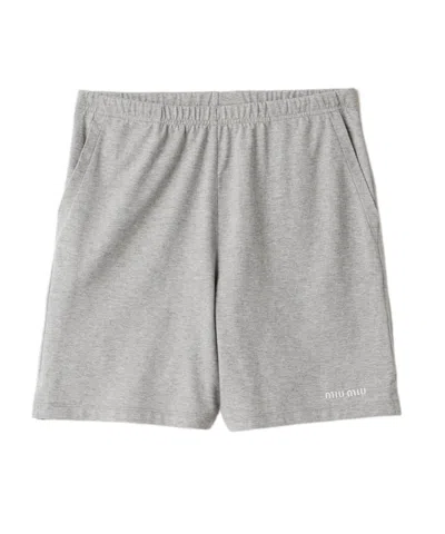 Miu Miu Jersey Bermudas In Gray