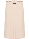 Miu Miu Women Logo Patch Jersey Skirt In Cammeo
