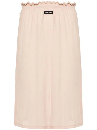 Miu Miu Midirock Aus Jersey In Beige