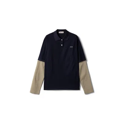 Miu Miu Jersey Polo Shirt In Blue/olive