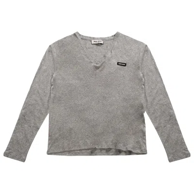 Pre-owned Miu Miu Jersey Polo Shirt 'grey' | Women's Size M