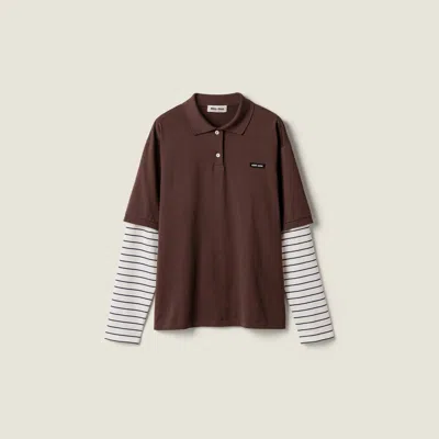 Miu Miu Jersey Polo Shirt In Multi