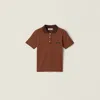 Miu Miu Jersey Polo Shirt In Brown