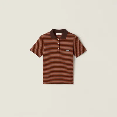 Miu Miu Jersey Polo Shirt In Brown