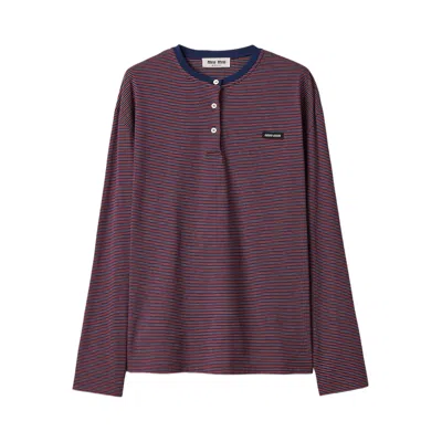 Pre-owned Miu Miu Jersey Riga Girocollo 'navy/granato' | Blue | Women's Size S