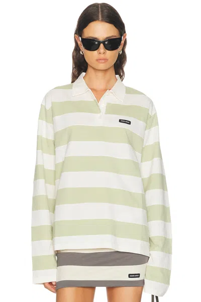 Miu Miu Jersey Righe Top In Green
