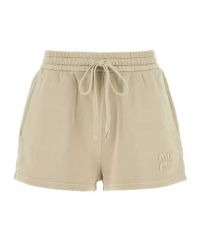 Miu Miu Jersey Shorts In Nude