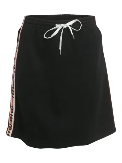 Pre-owned Miu Miu Jersey Striped Mini Skirt In Black
