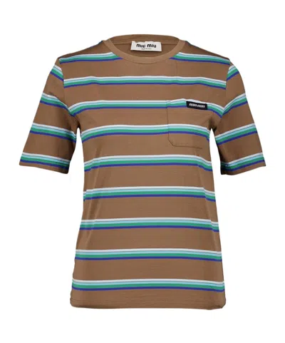 Miu Miu Jersey T-shirt In Brown