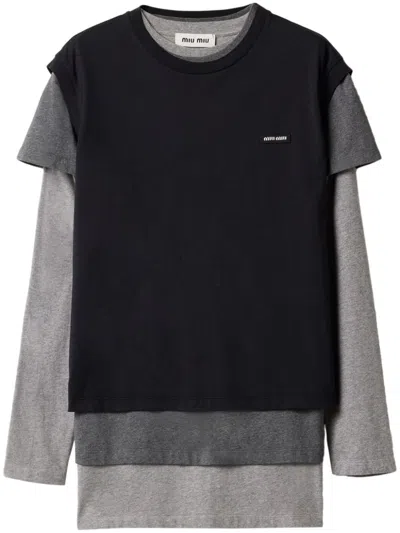 Miu Miu Set Of 3 Jersey T-shirts In Multicolor