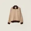 Miu Miu Jersey Zipper Sweatshirt In Nude