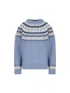 Miu Miu Virgin Wool Crewneck Knitwear In Blue
