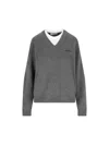 Miu Miu Cashmere Sweater With Contrasting Inserts In Gray