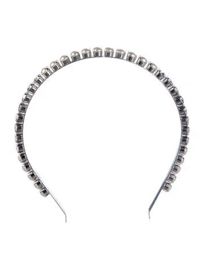 Pre-owned Miu Miu Jeweled Adjustable Headband In Silver