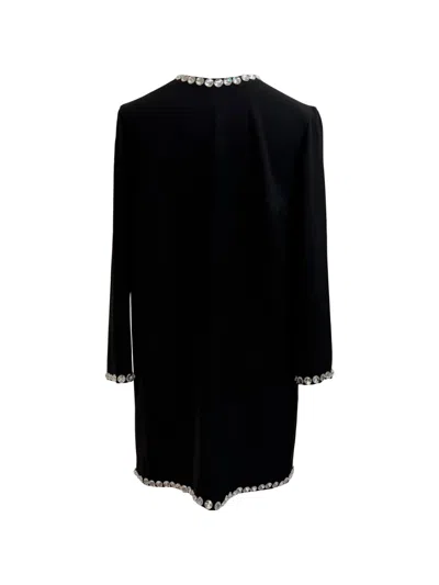 Pre-owned Miu Miu Jewel-embellished Long-sleeve Dress In Black