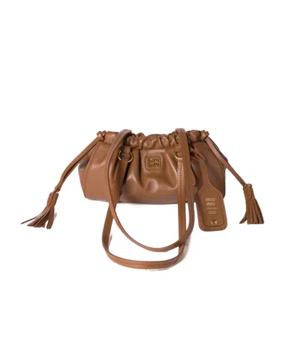 Miu Miu Joie Leather Shoulder Bag In Brown