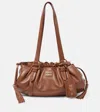 Miu Miu Joie Leather Shoulder Bag In Brown