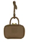 Miu Miu Mud Leather Beau Keyring Necessaire In Brown