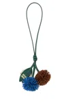 Miu Miu Leather Charm With Loop Handle And Pom Design In Multi