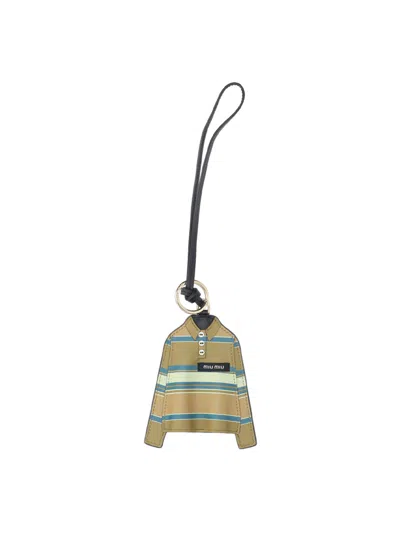 Miu Miu Keychain Charm "rugby Shirt" In Multi