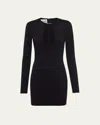 Miu Miu Fitted Keyhole Mini Dress In Nero