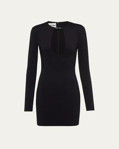 Miu Miu Keyhole Body-con Mini Dress In Nero