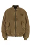 Miu Miu Khaki Gabardine Bomber Jacket In Brown